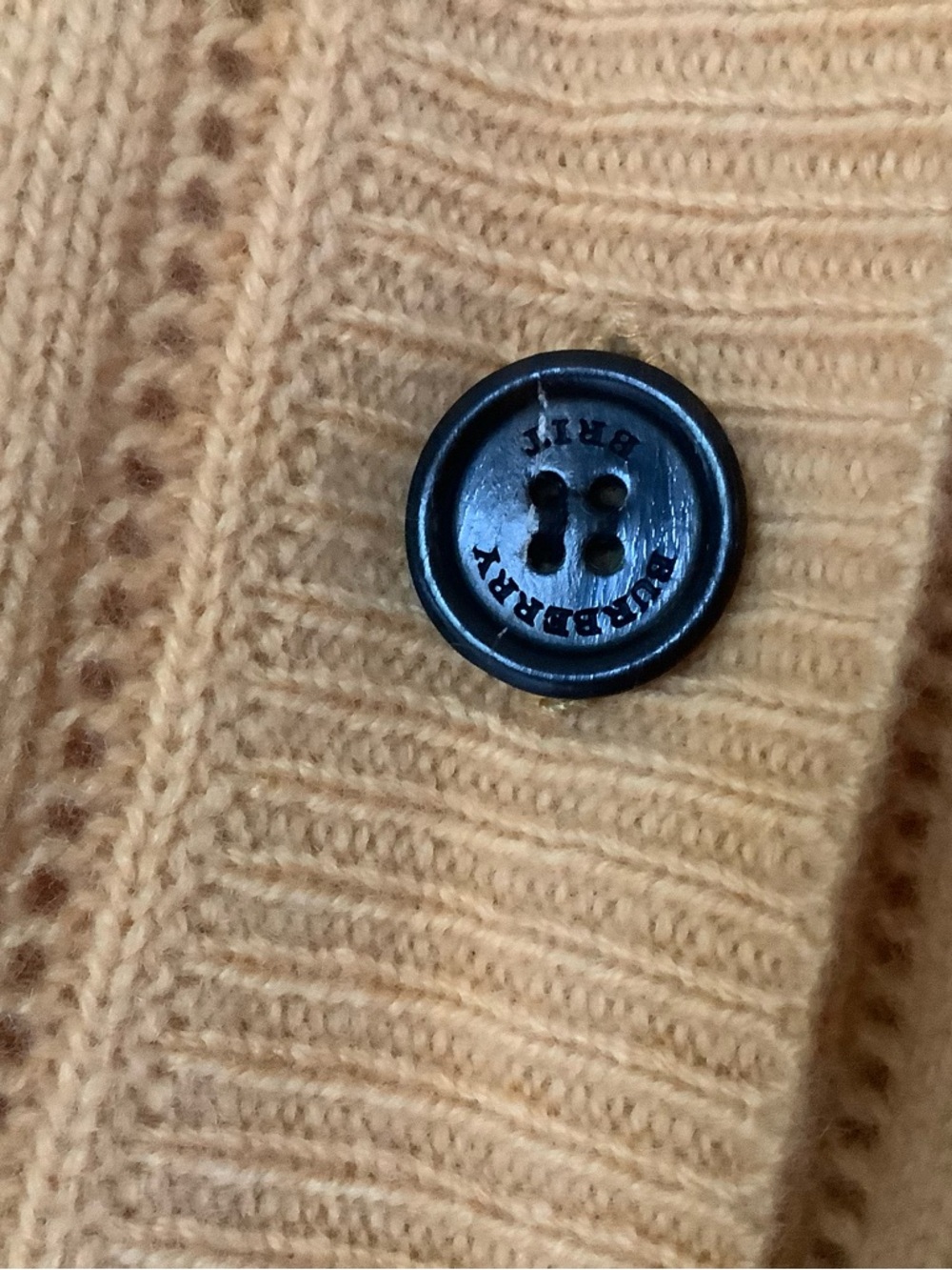 Burberry Mustard Yellow V-Neck Button cashmere cardigan - Picture 8 of 9